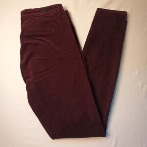 Kut From The Kloth Velvet Pants Size 4 Trouser Skinny Mid Rise Plum Purple Color
